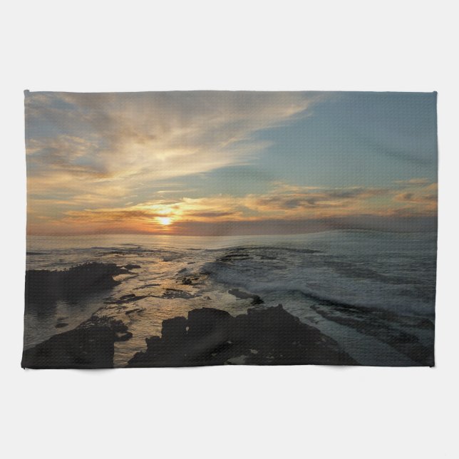 San Diego Sunset I California Seascape Kitchen Towel (Horizontal)