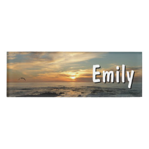 San Diego Sunset I California Seascape Name Tag