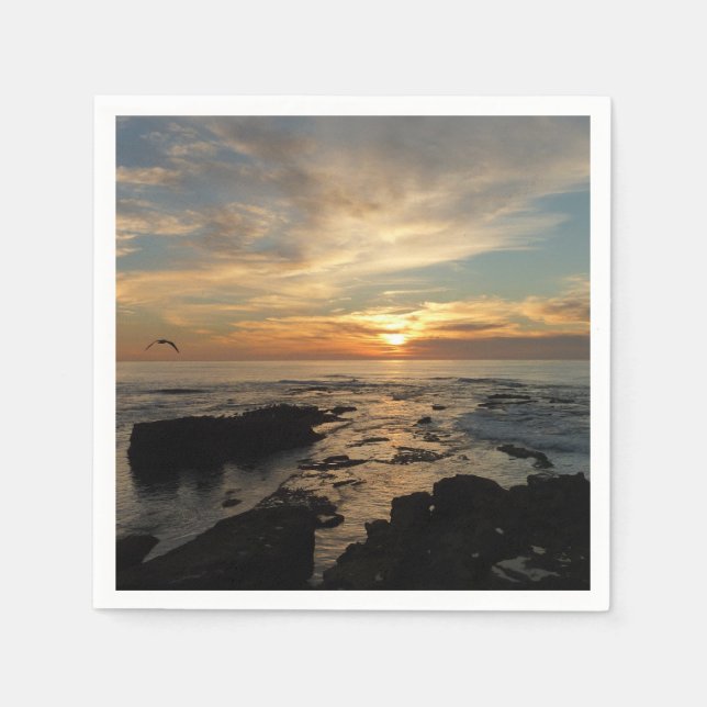 San Diego Sunset I California Seascape Napkin (Front)