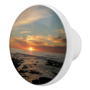 San Diego Sunset II California Seascape Ceramic Knob