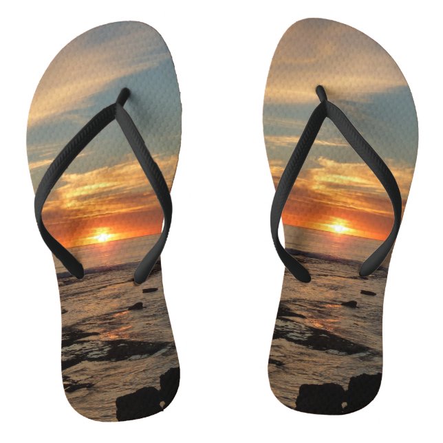 San Diego Sunset II California Seascape Flip Flops (Footbed)