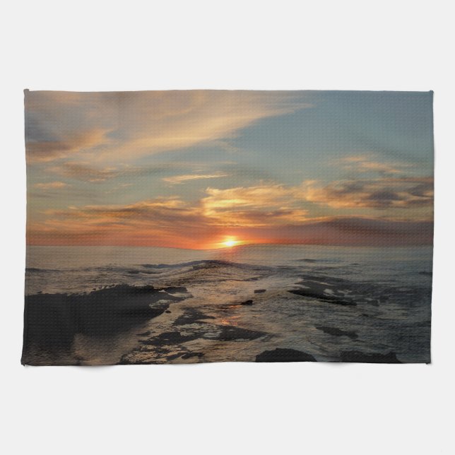 San Diego Sunset II California Seascape Kitchen Towel (Horizontal)