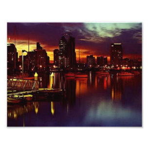 San Diego Sunset Skyline Photo Print