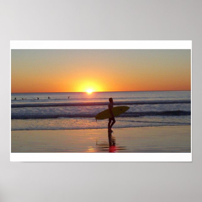 San Diego Sunset with Surfer Poster (Front)