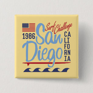 San Diego Surf Challenge 1986 2 Inch Square Button