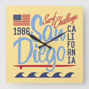 San Diego Surf Challenge 1986 Square Wall Clock