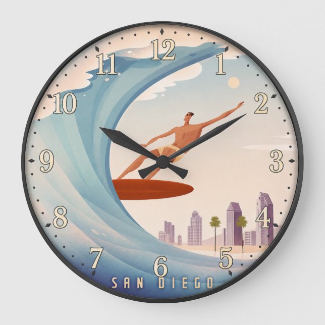 San Diego Surfing  Large Clock (Front)