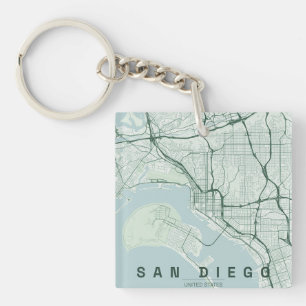 San Diego USA City Map Minimal Design Keychain