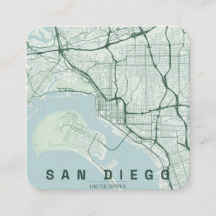 San Diego USA City Map Minimal Design Square Business Card