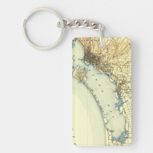 San Diego Vintage Map Keychain (Front)