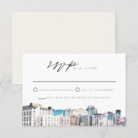 SAN DIEGO Watercolor Skyline Destination RSVP Card