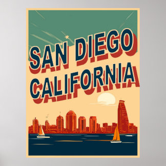 San Diego Waterfront, California, Travel Poster