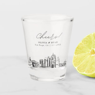 San Diego Wedding Favour Personalized Cheers Shot Glass