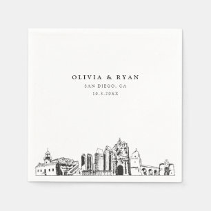 San Diego Wedding Minimalist Paper  Napkin