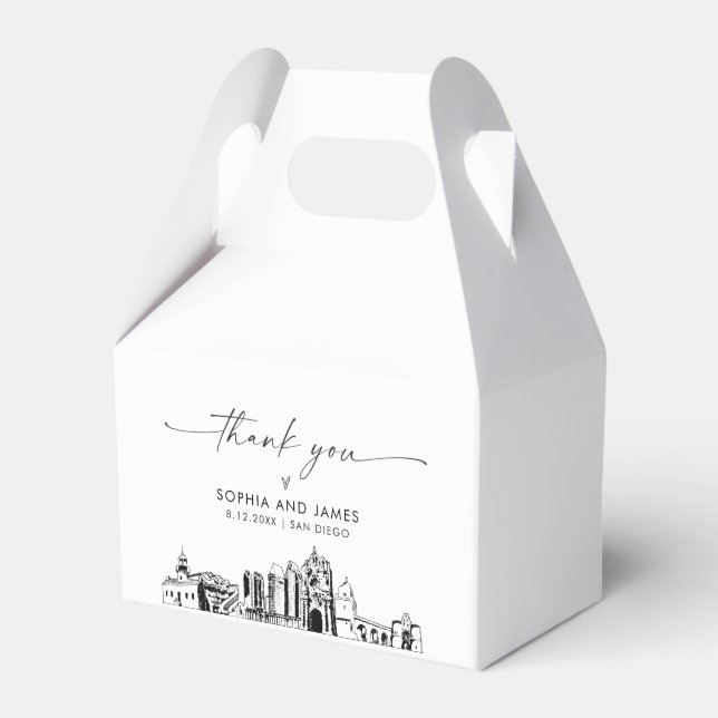San Diego Wedding Personalized Favour Box (Front Side)