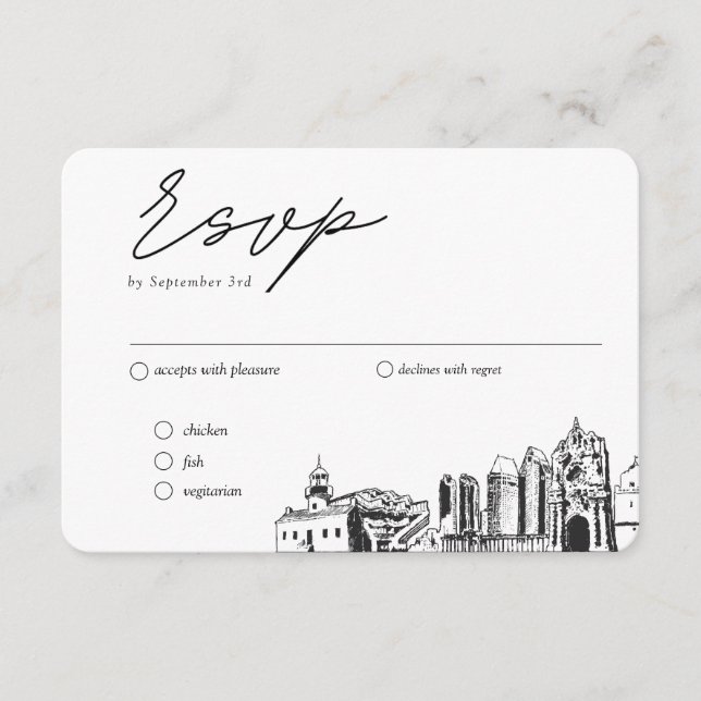 San Diego Wedding Traditional RSVP Meal Option Enclosure Card (Front)