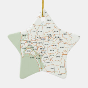 San Diego Zip Code Map Ceramic Ornament
