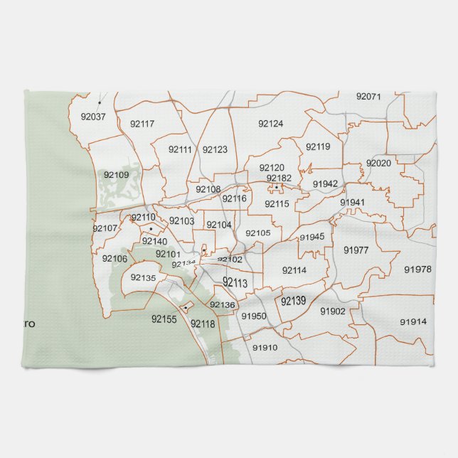 San Diego Zip Code Map Kitchen Towel (Horizontal)