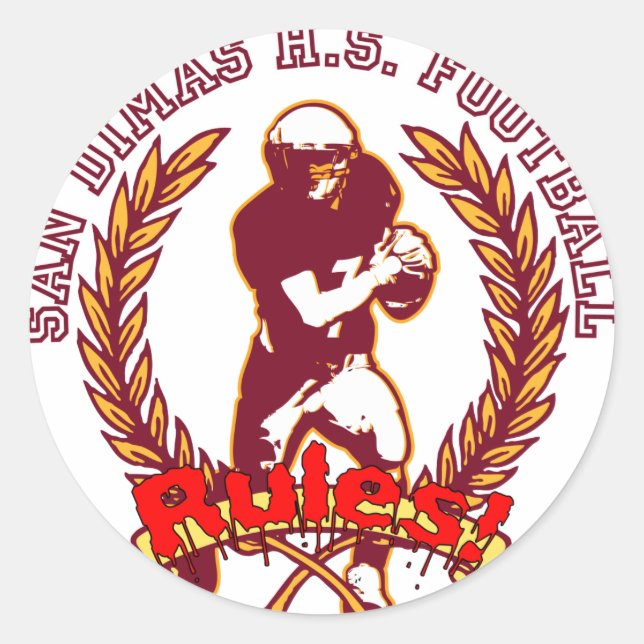 San Dimas HS Football RULES! Classic Round Sticker (Front)