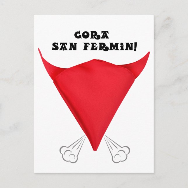 San Fermin red scarf folded into a bulls head: Postcard (Front)
