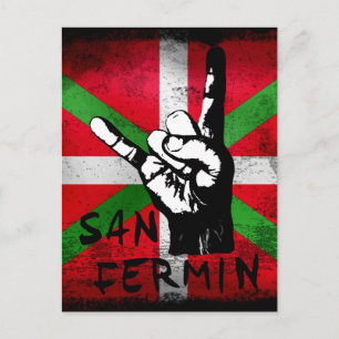 San Fermin rock fingers bulls head and Ikurrina, Postcard
