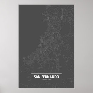 San Fernando, Trinidad and Tobago (white on black) Poster