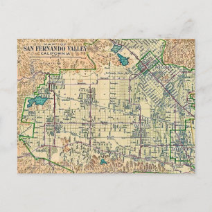 San Fernando Valley Map Postcard