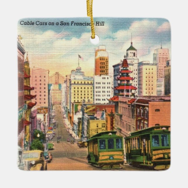 San Fran Cable Cars Ceramic Ornament (Front)
