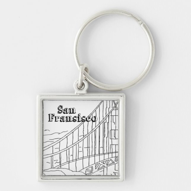San Fran Golden Gate Bridge California Art Design Keychain (Front)