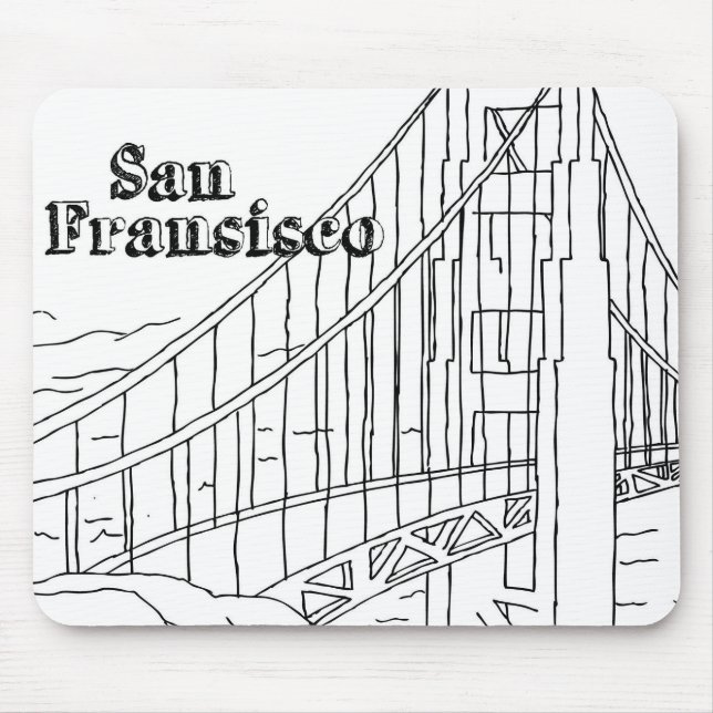 San Fran Golden Gate Bridge California Art Design Mouse Pad (Front)