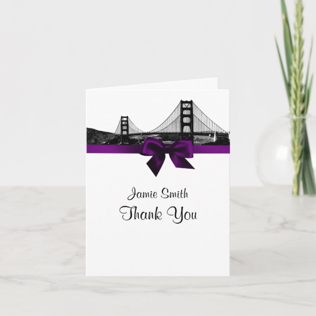 San Fran Skyline Etched BW Purple Thank You #2 (Front)