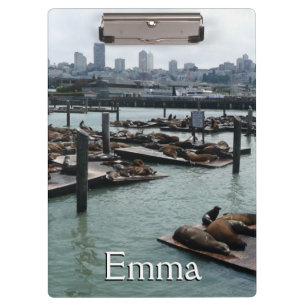 San Francisco and Pier 39 Sea Lions City Skyline Clipboard