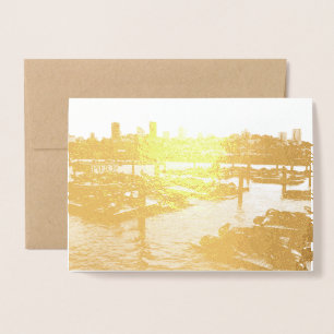 San Francisco and Pier 39 Sea Lions City Skyline Foil Card