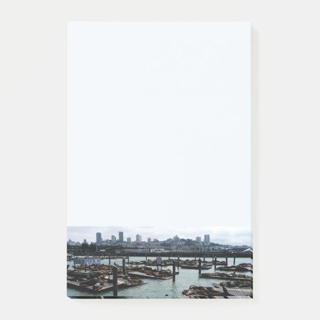 San Francisco and Pier 39 Sea Lions City Skyline Post-it Notes (Front)