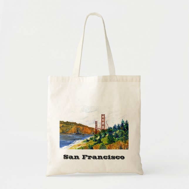 San Francisco and the Beautiful Golden Gate Bridge Tote Bag (Front)