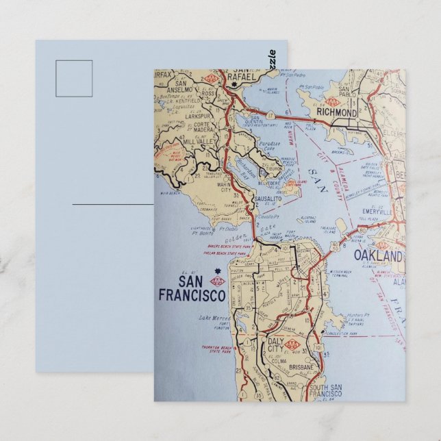 San Francisco Area Map Postcard (Front/Back)
