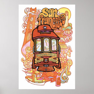 San Francisco Art Trolley Print California Travel