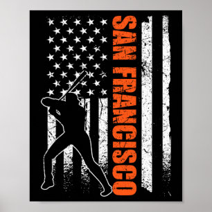 San Francisco Baseball Flag Usa Vintage Patriotic Poster