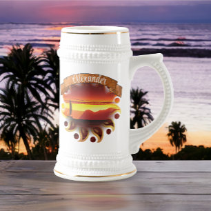 San Francisco Bay Bridge Sunset Sailboat 1124 Beer Stein