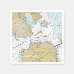 San Francisco Bay Nautical Chart Napkin