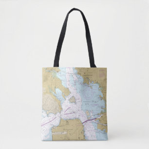 San Francisco Bay Nautical Chart Shoulder Tote Bag