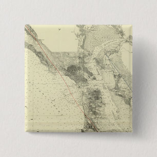 San Francisco Bay showing San Andreas Rift 2 Inch Square Button