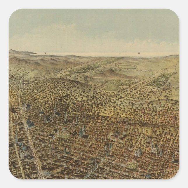 San Francisco Birds eye view Square Sticker (Front)