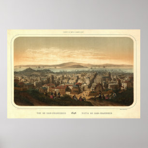 San Francisco Birdseye Panoramic Map 1846 Poster