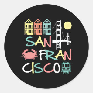 San Francisco Bridge Sf Icons California Dark Classic Round Sticker