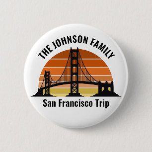 San Francisco Bridge Sunset Custom Vacation 2 Inch Round Button