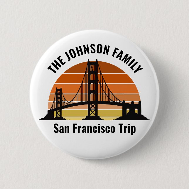 San Francisco Bridge Sunset Custom Vacation 2 Inch Round Button (Front)