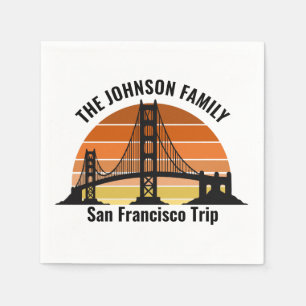 San Francisco Bridge Sunset Personalized Party Napkin