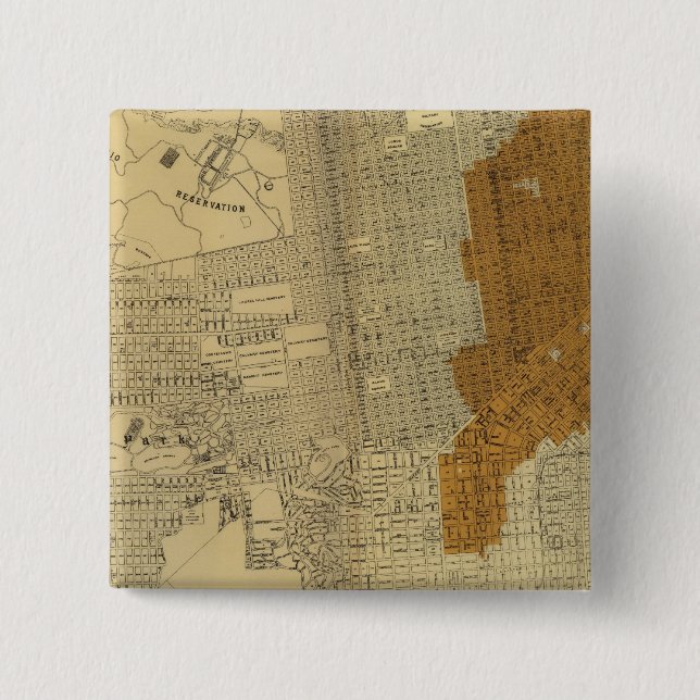 San Francisco burnt area, 1906 2 Inch Square Button (Front)