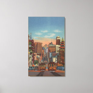 San Francisco, CA - Cable Cars going up Canvas Print